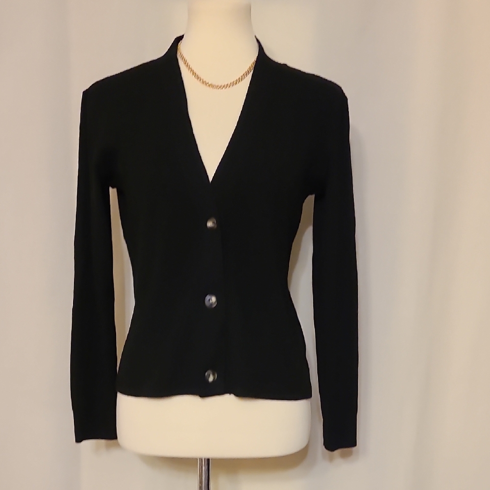 Uniqlo Black Knit Ribbed V-neck Cardigan - Picture 7 of 9